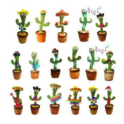 Cactos de pelúcia novidade, brinquedos de pelúcia eletrônicos de pelúcia, função de gravação, presentes de brinquedo conter 120 músicas em inglês, versão atualizada