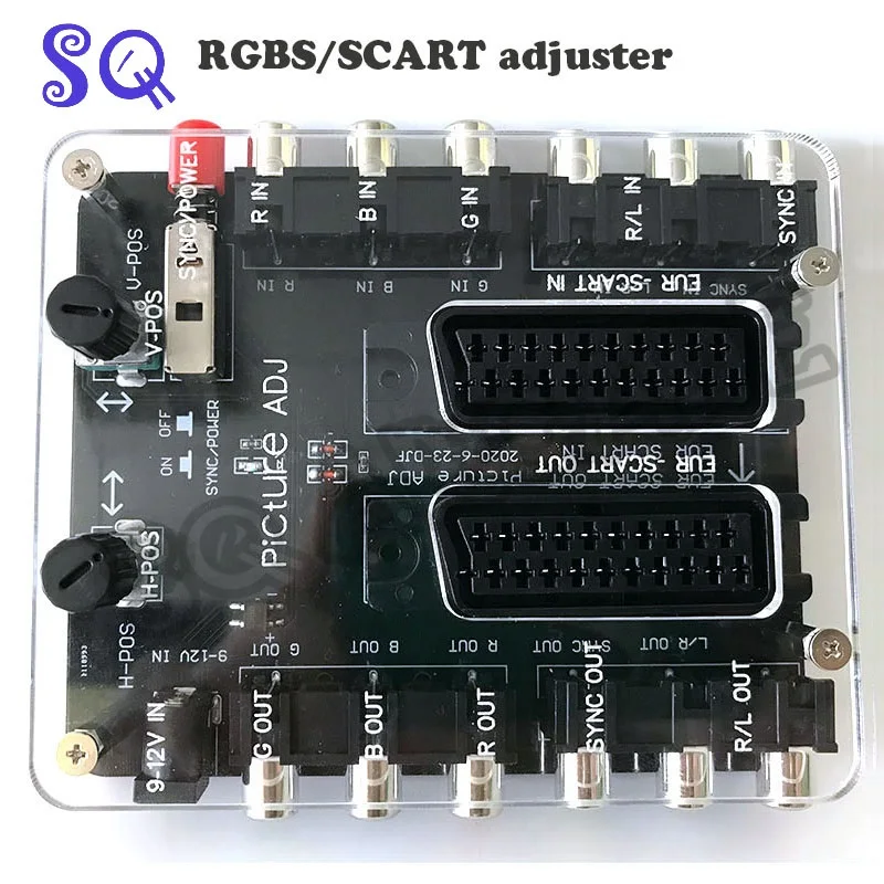 Newest RGBS/SCART European Standard Picture Adjuster Adjustable Screen Conversion PCB With Shell, Adjustable Image Position