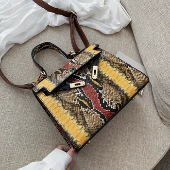 

Panelled Serpentine Handbag Women Bags 2020 Korean Fashion Shoulder Bags for Women PU Hasp Messenger Bag