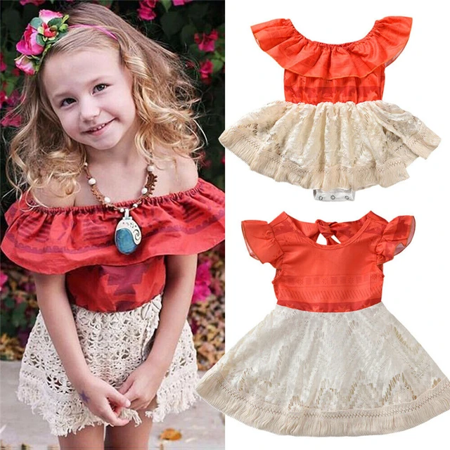 Vestido moana de verão para meninas, roupa feminina para bebês