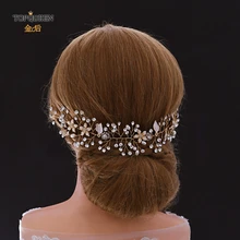 TOPQUEEN HP236-G, золотые стразы, ободки для женщин, свадебные аксессуары для волос, золотые свадебные ободки для волос