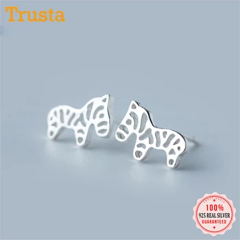 

Trusta 100% 925 Sterling Silver Women's Fashion Cute Tiny Symmetry Horse Stud Earrings Gift for Girls Daughter's Gift DS36