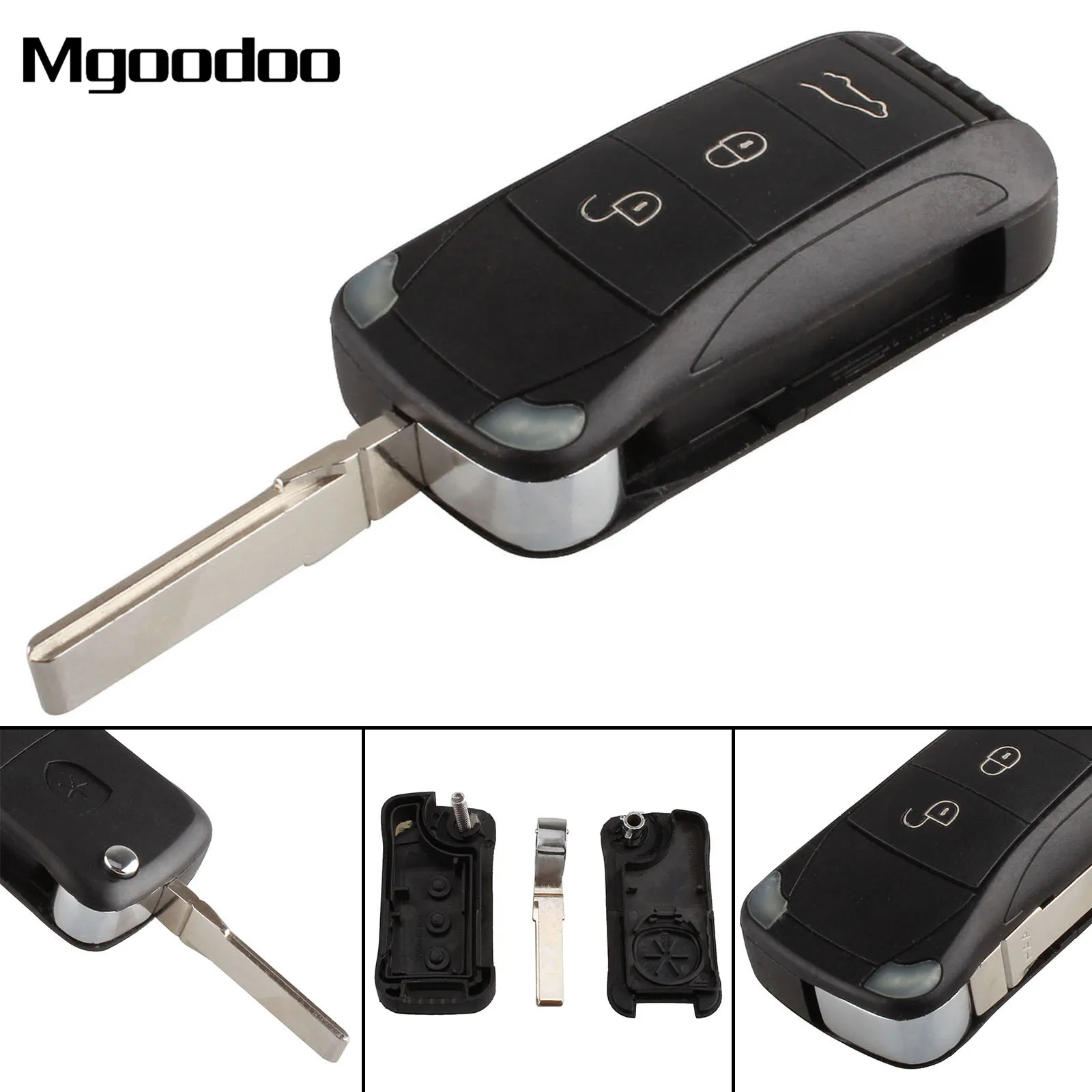 Mgoodoo Key Shell Remote Flip Folding Car Key Case Fob 3 Buttons For