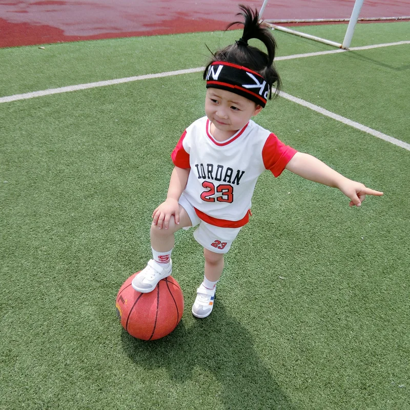 

[] Summer BOY'S Sports Short Sleeve Set Mock Two-Piece Basketball Wear Two-Piece Set