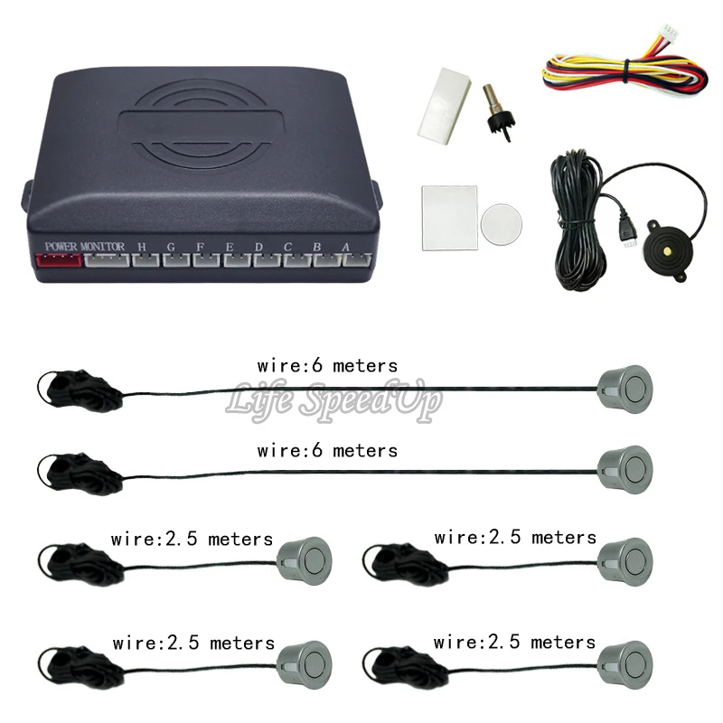 Детектор автомобилей парктроник 6 датчиков система парковки Комплект automotivo оповещение радар работа в качестве автомобиля помочь с 64 цвета
