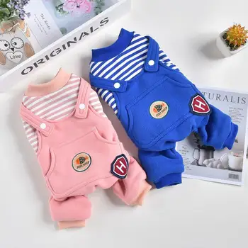 

New Striped Dog Cat Warm Jumpsuit Hoodie Fish Design Pet Puppy Coat Jacket Warm Clothes for Dogs Cats Small Medium