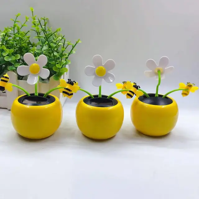 Fashion Solar Powered Dancing Flower Toy Office Desk Car Decor Funny Electric Toys For Kids Christmas Gift Car Decor Accessories 5
