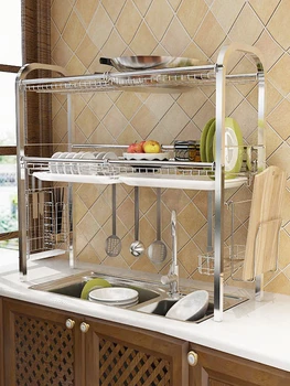 

304 stainless steel kitchen rack drain rack sink above the washbasin dishes to collect rack supplies