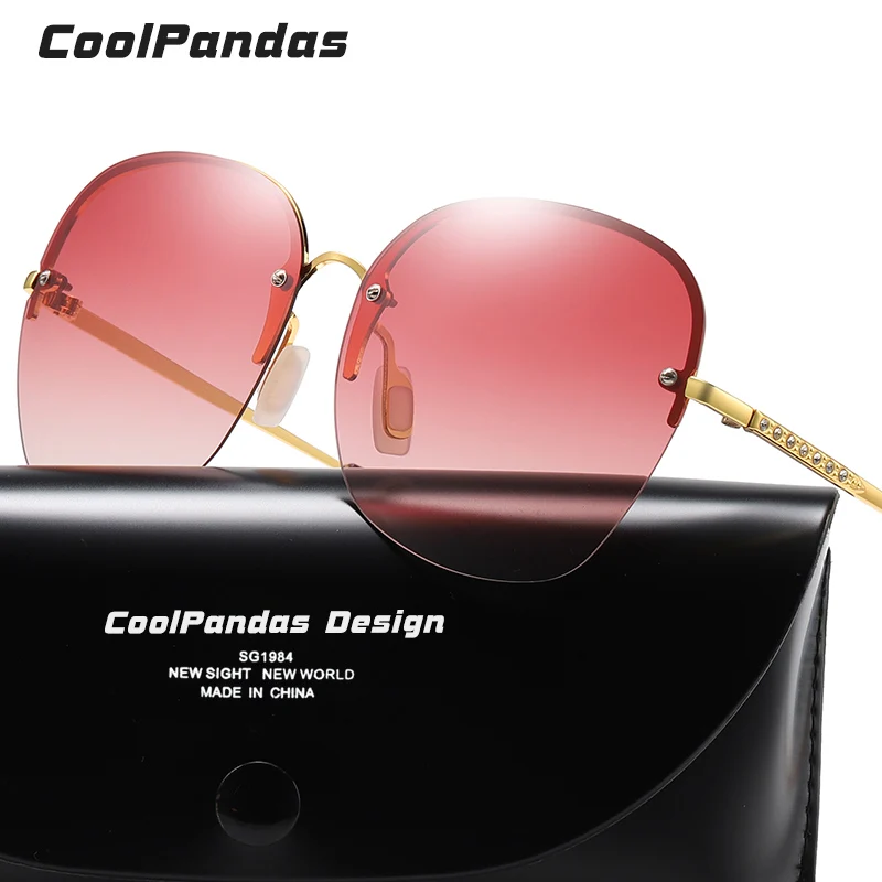 

CoolPandas Rimless Sunglasses Women Fashion Unique Lady Glasses Trendy Shades Gradient Anti-Glare Lens oculos feminino de sol