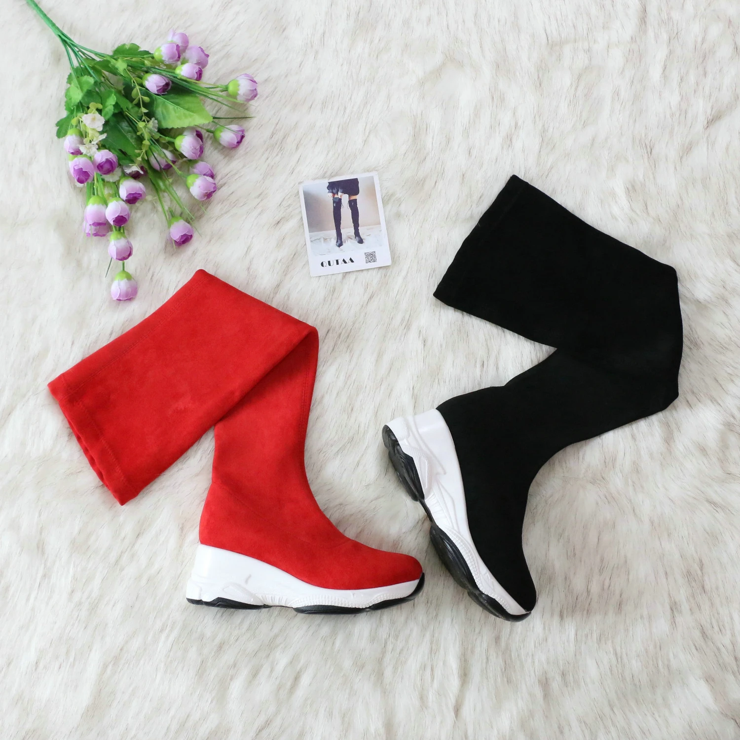 Women High Heel Boots Round Toe Over The Knee Size 34-43
