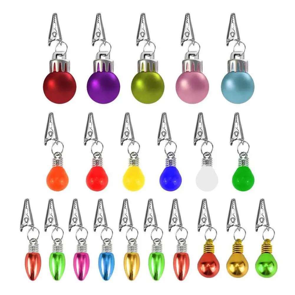 

21PCS Small Ball Pendants Mini Beard Bauble Decorations With Hairpins Fun Christmas Party Gift