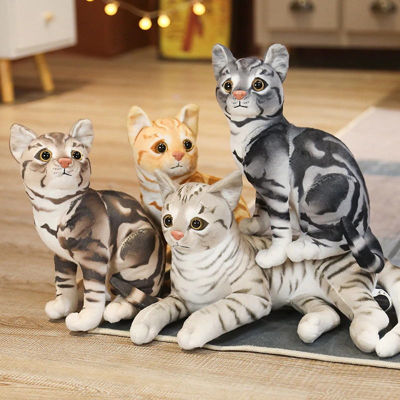 Slagschip Slink baai Gevulde Levensechte Katten Knuffel Simulatie Amerikaanse Korthaar Leuke Kat  Pop Huisdier Speelgoed Home Decor Gift Voor Meisjes Verjaardag|null| -  AliExpress