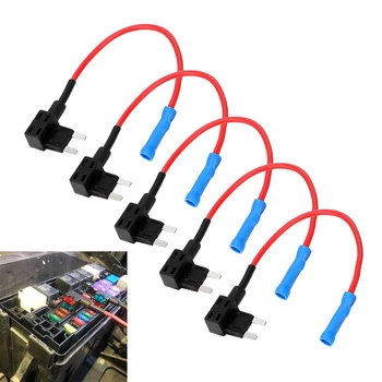 

LEEPEE 12V Car Fuse box Holder 5 Pcs Auto Motri Insurance ATM Adapter Add-a-Circuit Adapter APM Tap Mini Blade Micro