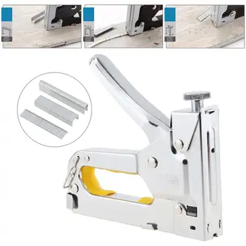 

Staple Gun for DIY Home Decoration Furniture Stapler Manual Nail Gun Heavy Duty 3 Way Hand Operated Steel Stapler Brad Nail
