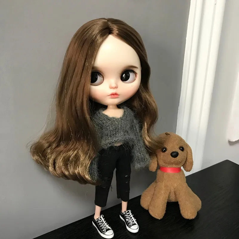 1/6 blyth кукольная одежда Pullip модные кукольные аксессуары свитер+ джинсы с дырками костюм 30 см bjd blyth кукольная одежда для Барби