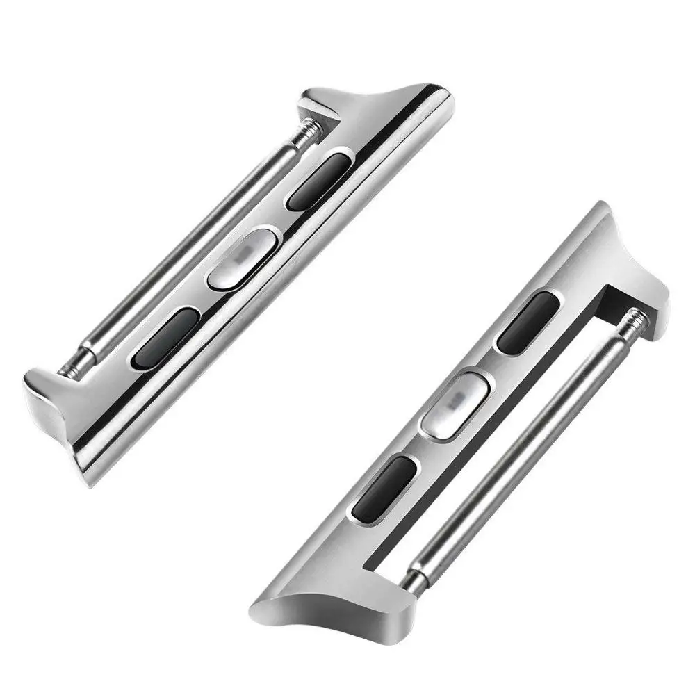 Silver 2 pcs Ремешок-адаптер для наручных часов/Разъем для Apple Watch группа 38 мм-20 42 мм-22 Серия 1 2 3 Простая установка без винтов или отверток - Цвет ремешка: Silver 2 pcs