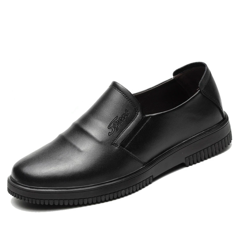 

plus size men's leisure kitchen worker dress shoe natural leather work shoes non-slip chef loafers black cook sneakers footwear