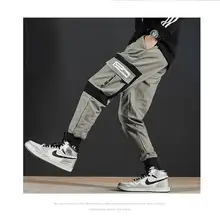ins, корейские весенние хип-хоп джоггеры, мужские черные шаровары, много карманов, с лентами, мужские спортивные штаны, уличная одежда, повседневные мужские штаны s 3XL