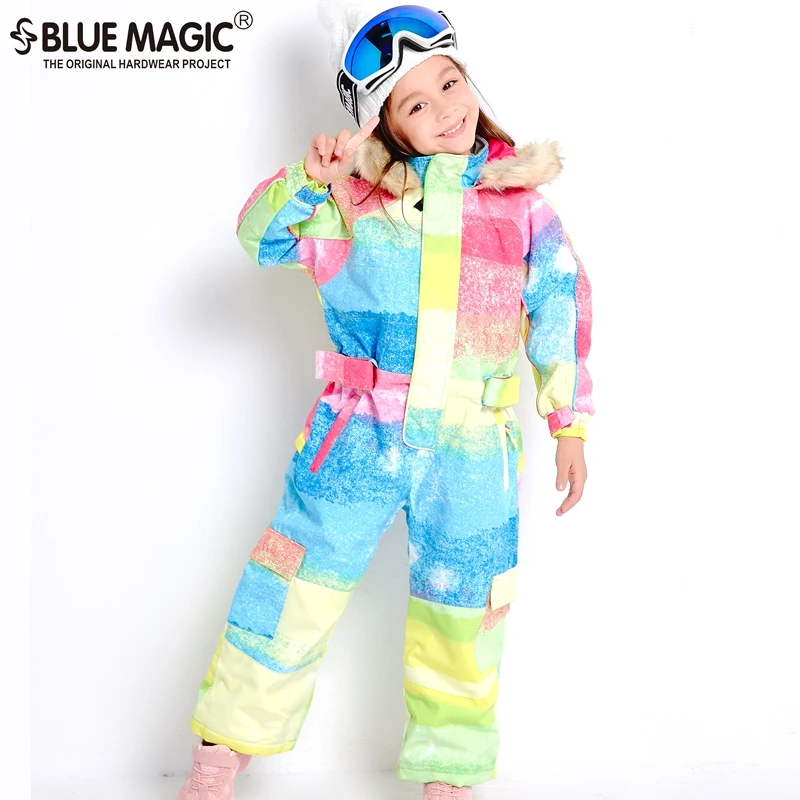 Rainbow colors 19 лыжных костюмов bluemagic для детей, водонепроницаемый комбинезон для прогулок на открытом воздухе для девочек и мальчиков, куртка для сноуборда Водонепроницаемый Лыжный комбинезон-30 градусов - Цвет: Rainbow colors