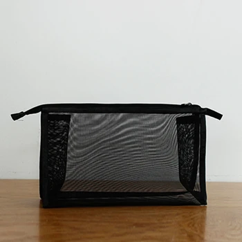 

Women Travel Makeup Bag Organizer Case Portable Toothbrush Storage Nylon Mesh Transparent Pouch Cosmetic Washing