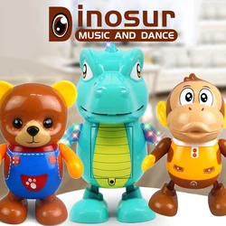 Robot électrique dinosaure singe ours, jouets amusants, danse de rue, musique éducative LED, musique légère, animaux, cadeaux pour enfants 