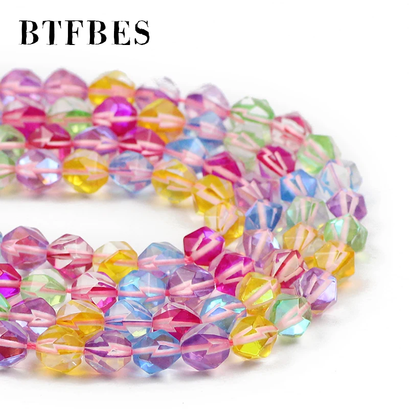 8mm 44pcs/Strand Faceted Synthetic labradorite Stone loose Spacer beads fot Jewelry Making DIY Bracelet Necklace Accessories 15&quot |
