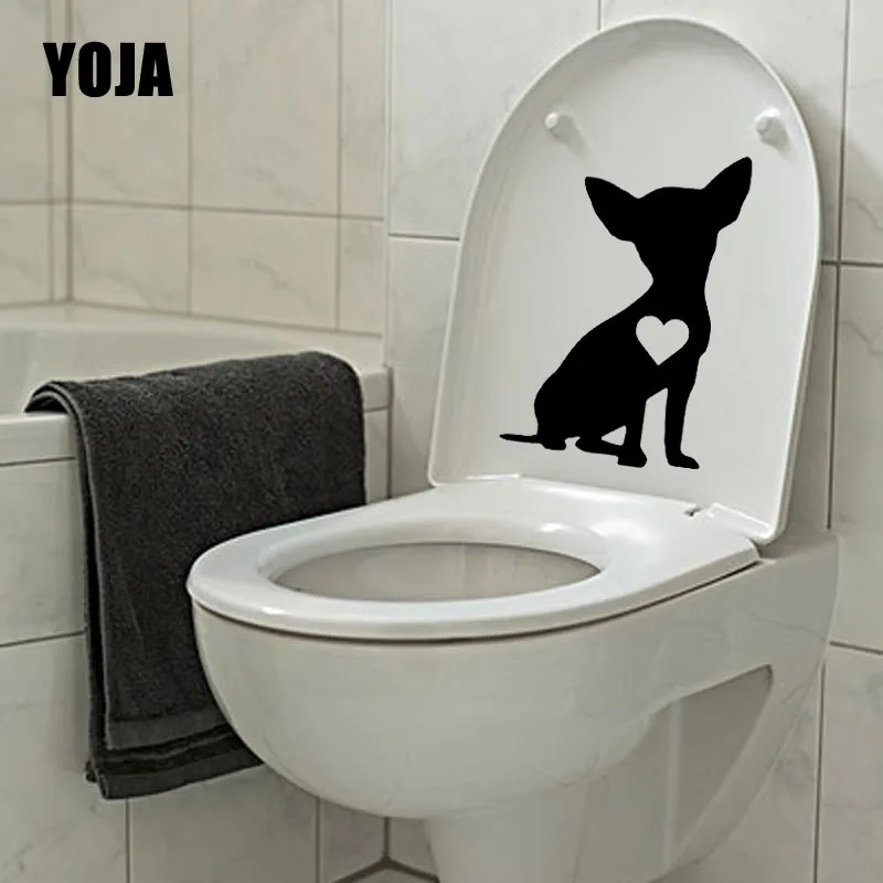 

YOJA 14.7X22.1CM Chihuahua Little Heart Funny Bedroom Home Decor Wall Sticker Toilet Seat Decal T5-1568