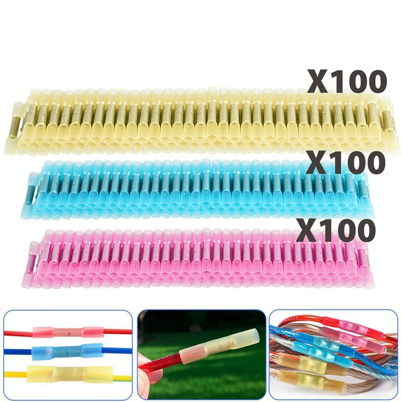 300 шт. термоусадочные изолированные стыковые обжимные соединительные клеммы 22-10AWG