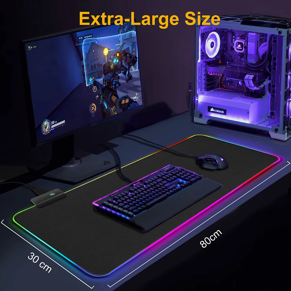 

Mousepad Gaming Mouse Pad Gamer Mause Pad Large Mouse Mat RGB Mouse Pad XXL Backlit Mat for Computer Desk Mauspad with Backlight