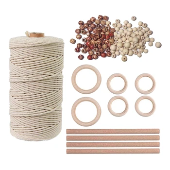 

Macrame Cord m 109 Yards Natural Macrame Rope 119Pcs Handmade Cotton Rope Kit Wall Hangings Home Decor Diy for Crafts