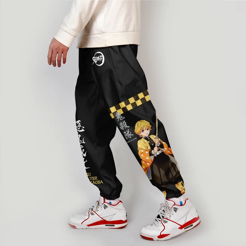 WAWNI 3D Anime Japanese Cargo Pants Harajuku Streetwear Demon Slayer: Kimetsu no Yaiba Elastic Waist Harem Hip Hop Joggers Pants