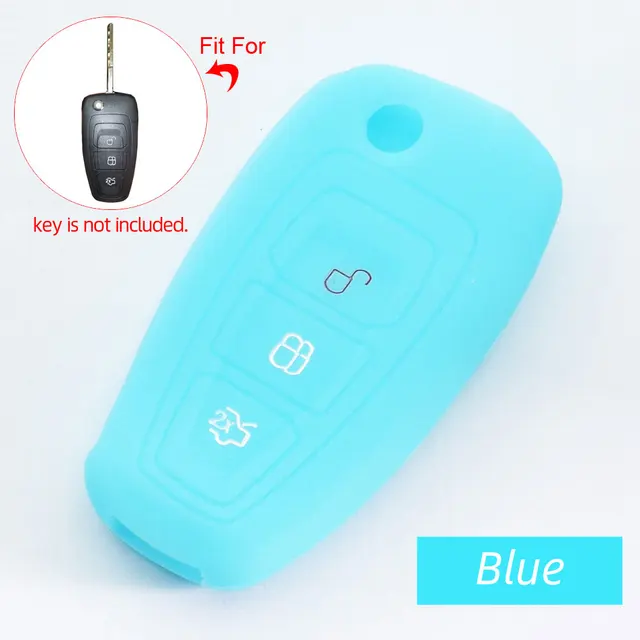 custodia portachiavi con targhetta per le chiavi dell’auto cover di silicone Blu Finest-Folia con 3 pulsanti 