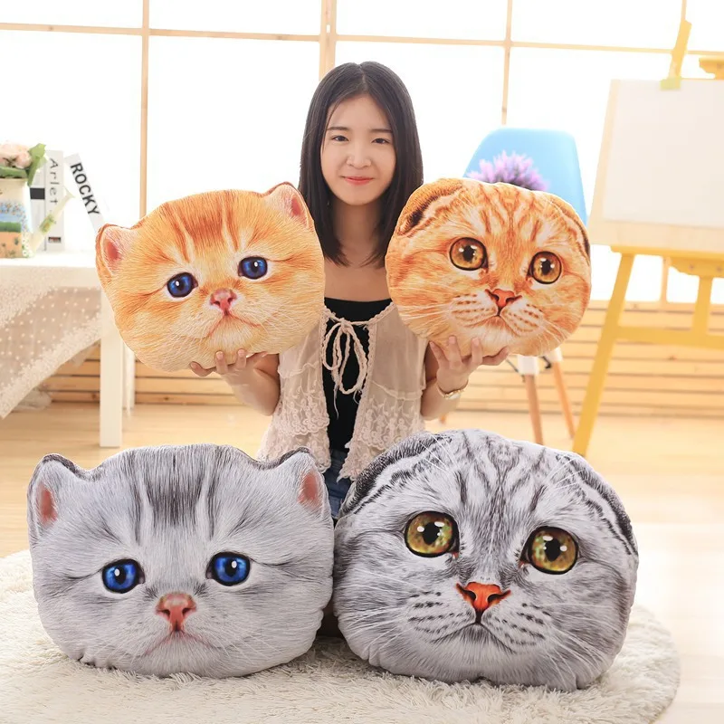 

Cat Pillow Creative 3D Model Cat Head Cushion Animal Avatar Plush Toys