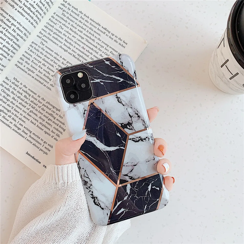 Геометрический Гальванизированный мраморный чехол для телефона для iPhone 11 Pro Max XR XS Max 8 7 6 6S Plus X мягкий чехол под мрамор для iPhone 11 - Цвет: T5