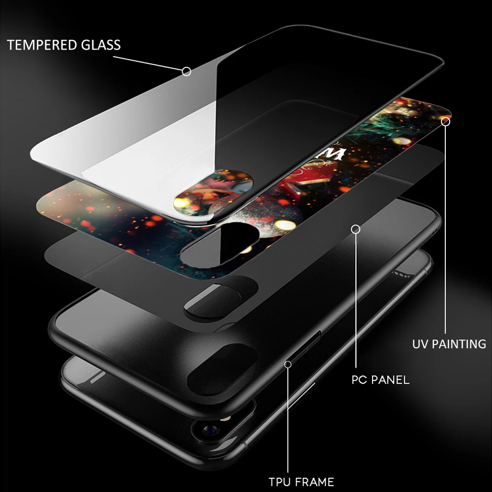 Черный чехол из ТПУ с закаленным стеклом и аниме Наруто для iPhone SE 2020 11 Pro X или 10 8 7 6