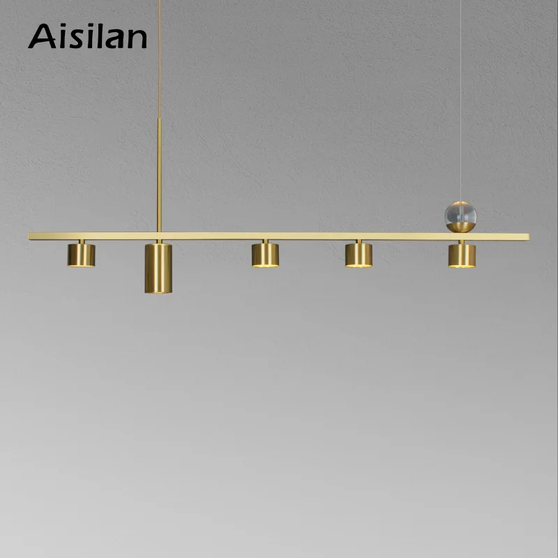 Aisilan led chandelier modern all copper dining room light luxury bar Nordic home creative spot pendant lamp