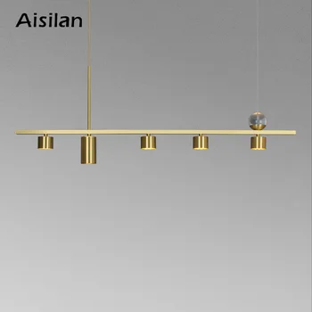 

Aisilan led chandelier modern all copper dining room light luxury bar Nordic home creative spot pendant lamp