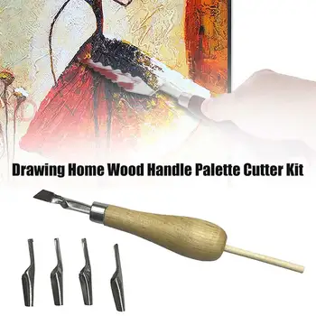 

Colour Modulation Palette Cutter Kit Home Wood Handle Art Drawing For Oil Painting Practical Multifunction School Supplies DIY