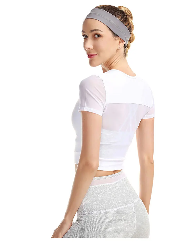 Осенняя новая женская одежда, Женская спортивная профессиональная футболка с коротким рукавом, быстросохнущая Сетчатая футболка