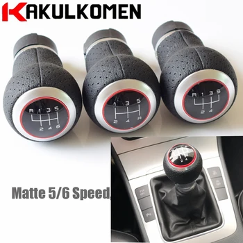

Matte Chrome Gear shift knob Red Ring for Audi skoda seat A3 A4 B6 B7 b8 A6 S4 B8 8K A5 8T Q5 8R For volkswagen vw passat golf