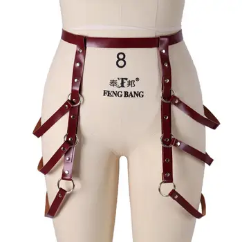 

Harajuku Leather Waist Harness Belt Cage Thigh Metal Ring Adjust Waistband Suspender Dance Rave Body Sexy Lingerie Garter Belt