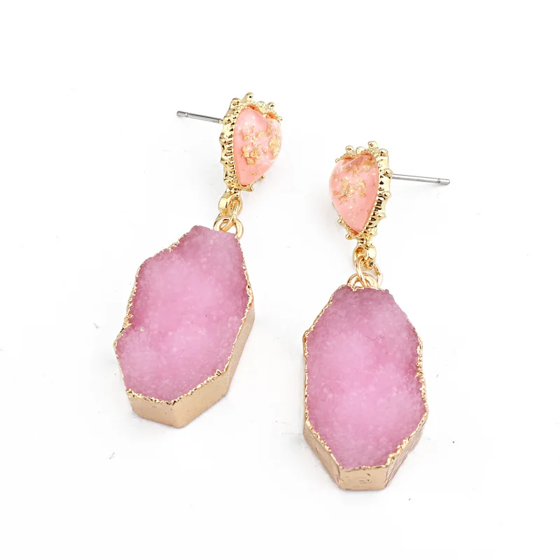Fancy Wedding Bijoux Heart Druzy Resin Earrings Drop Earrings For Women Jewelry Statement Gifts For Women Accessories Mujer Moda (5)