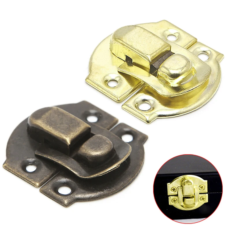 Box Latch Clasps Antique Iron Jewelry Box Padlock Hasp Locked Wooden Wine Gift Handbag Buckle Hardware Accessories 10Pcs jewelry box hasps