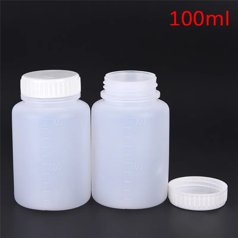 Plastic Measuring Cylinder 2 Pcs 100ml Clear Plastic Cylinder Shaped Chemical Storage Reagent Bottle