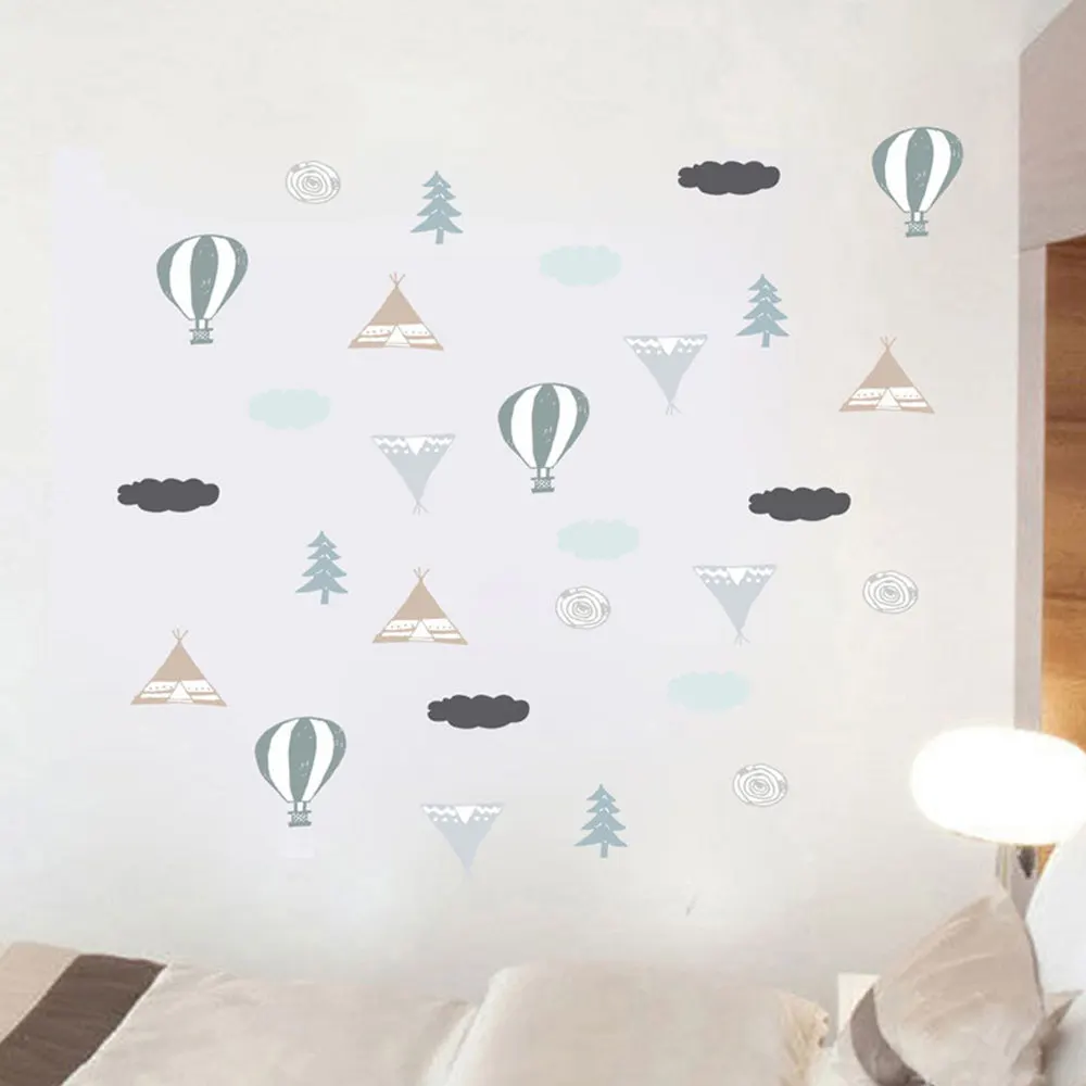 1Pc Lovely Wall Decor with Cloud Hot Air Balloon Sticker Paper | Дом и сад