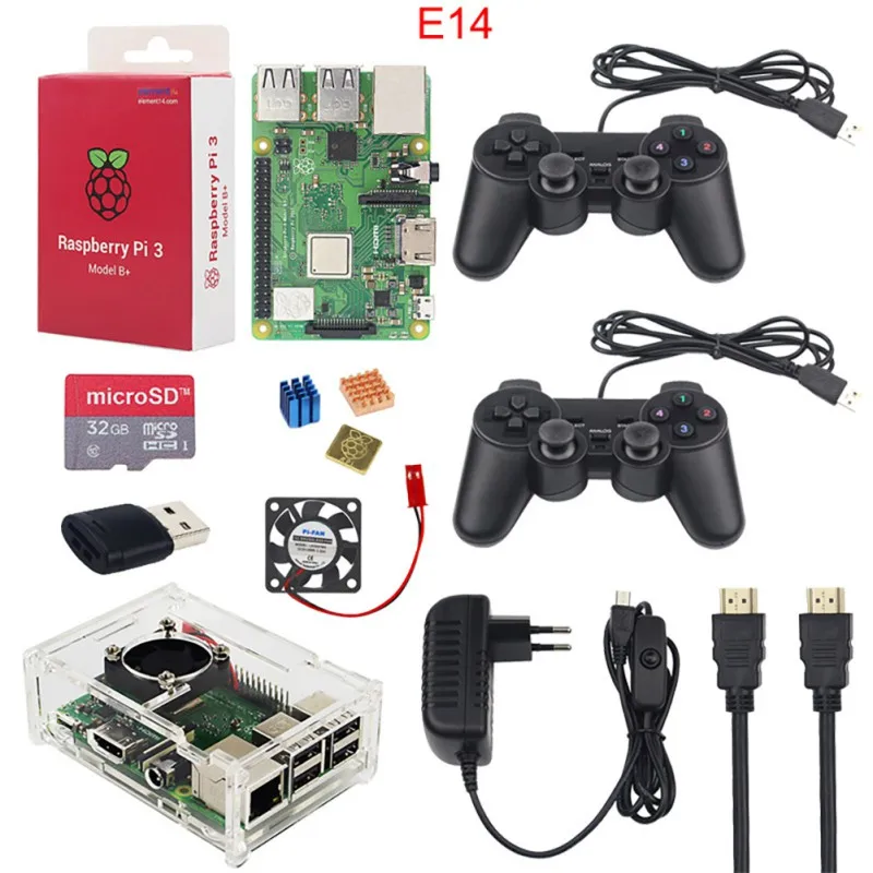 

Raspberry Pi 3 Model B+Plus starter kit PI 3 board+Case Box+cooling Fan+16GB or 32GB SD Card+Heat Sink+Power Adapter+HDMI Cable
