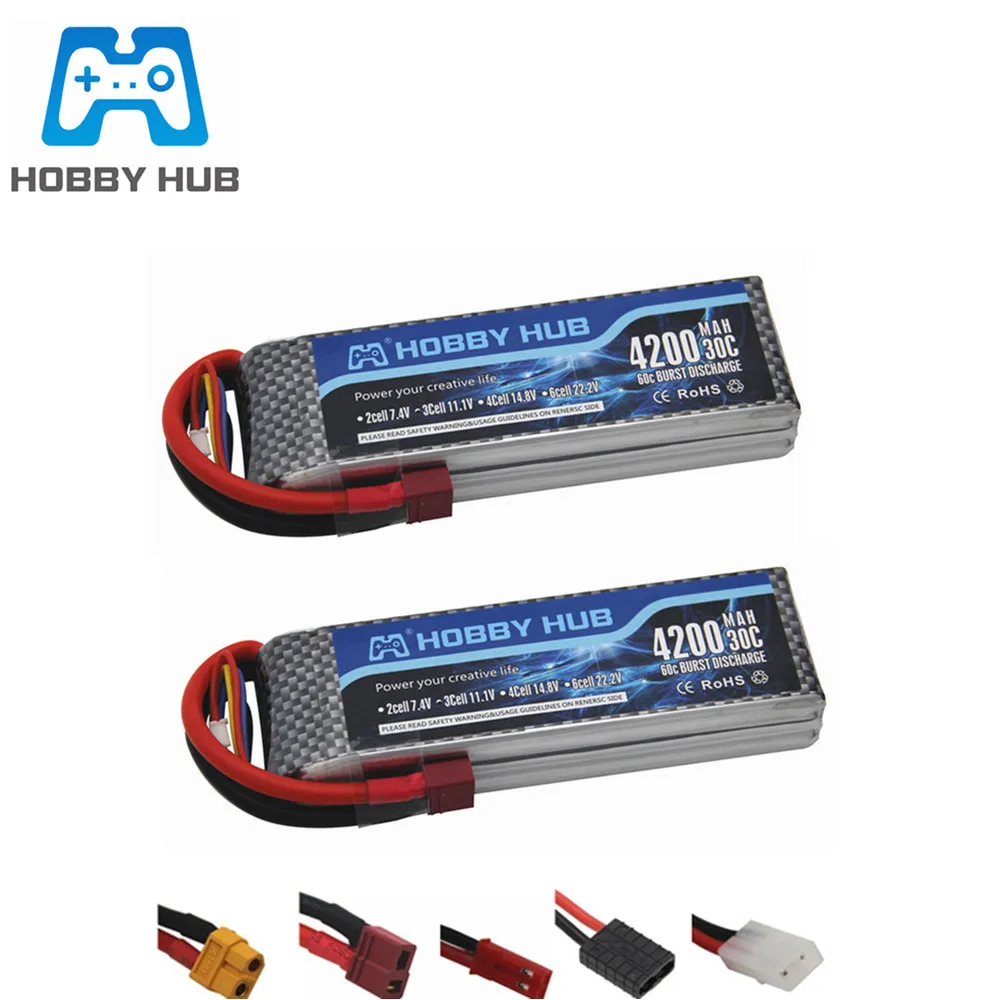 11.1v 4200mAh lipo battery For RC helicopters Airplanes Four axis aircraft power 3s T/XT60/JST/TRX Plug 2pcs | Игрушки и хобби