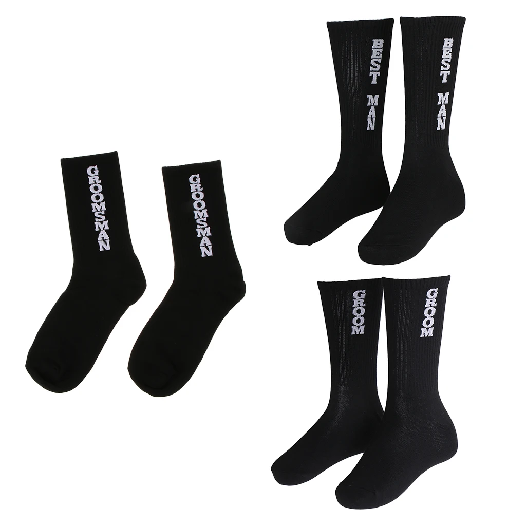 Cotton Mens Wedding Groom Socks Breathable Short Crew Socks Black