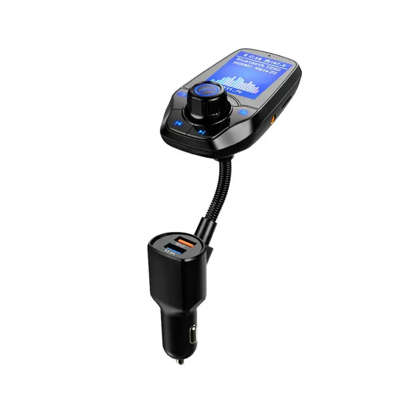 T26D Bluetooth Car Kit Handsfree FM Transmitter MP3 Player QC3.0 Big Screen Hands free Call Screen Color Car Charging for Phones