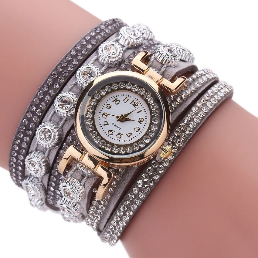 

Hot Selling Suede-Style Diamond Set Women's Quartz Watch Coiling Fashion Women's Students Bracelet Watch